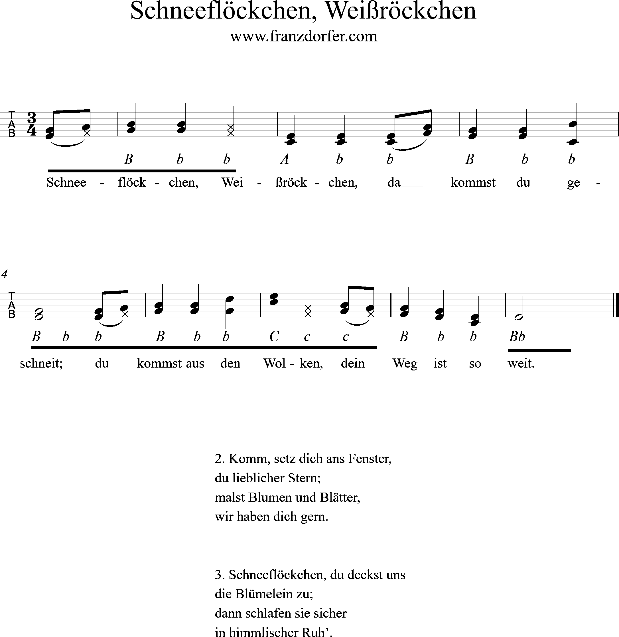 Griffschrift - Schneeflöckchen , Weissröckchen